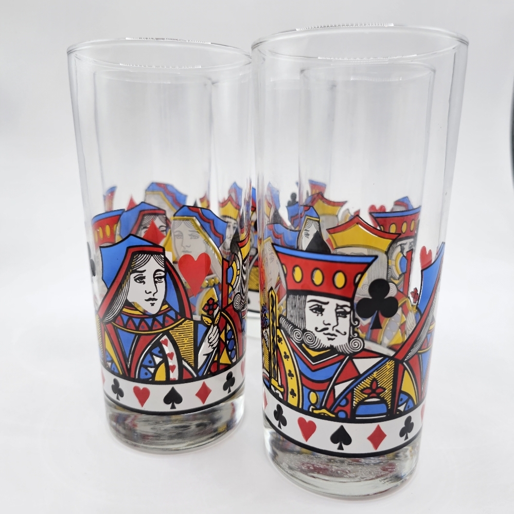 Colorful Playing Card Themed Glasses, Set Of 5